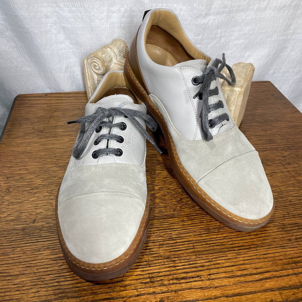 George Brown Bilt Baldwin Mens 9M Gray Suede White Leather Sneaker Oxfords